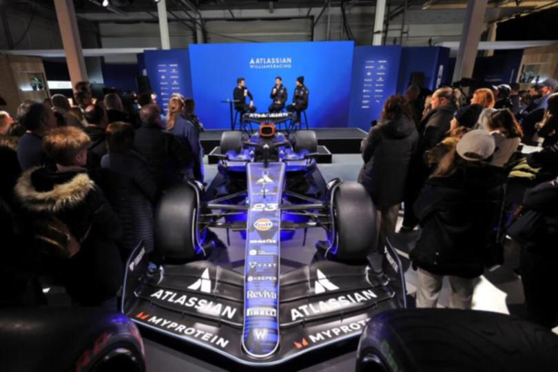 Williams Racing with their latest vehicle, the FW47, in London.