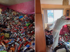 A Sydney home has been found filled with rubbish, with trash scattered throughout the property.