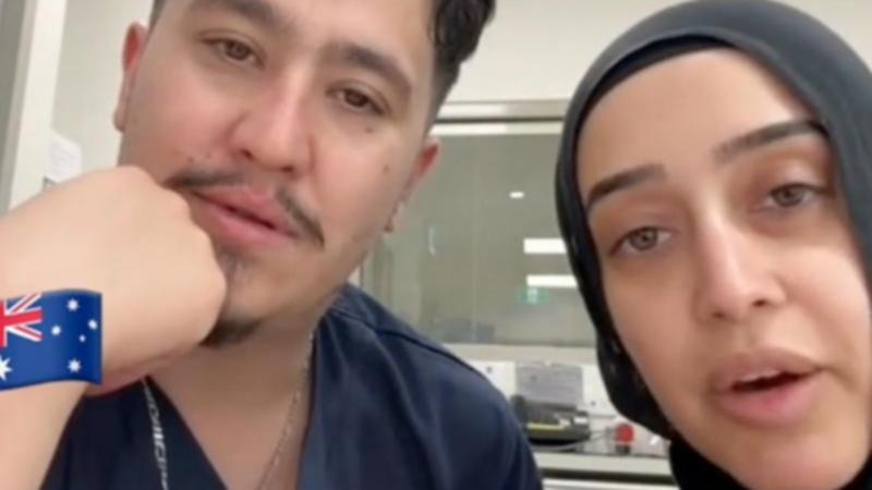 Nurses Ahmed Rashid Nadir and Sarah Abu Lebdeh remain in the police spotlight. (HANDOUT/TIKTOK)