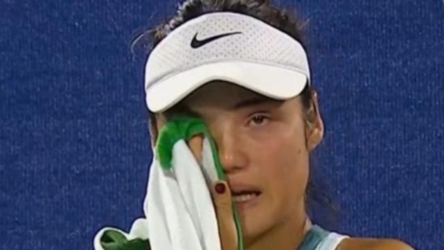 Emma Raducanu in tears after the stalking incident.