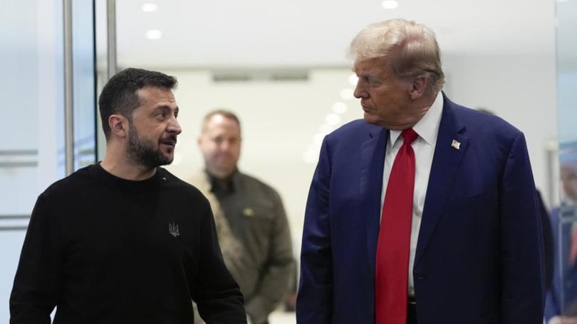 Ukraine's President Volodymyr Zelenskyy with Donald Trump.  