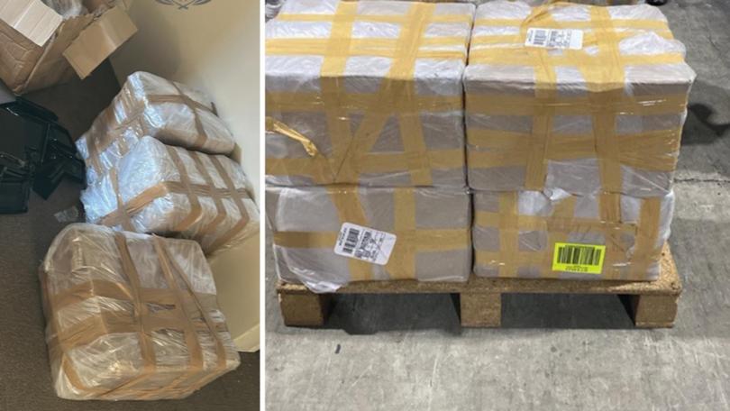 Police say the boxes themselves were made from meth, rather than the drug being shipped inside them. (HANDOUT/AUSTRALIAN FEDERAL POLICE)