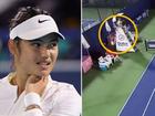 Emma Raducanu hid behind the umpire’s chair when she spotted the man in the crowd.