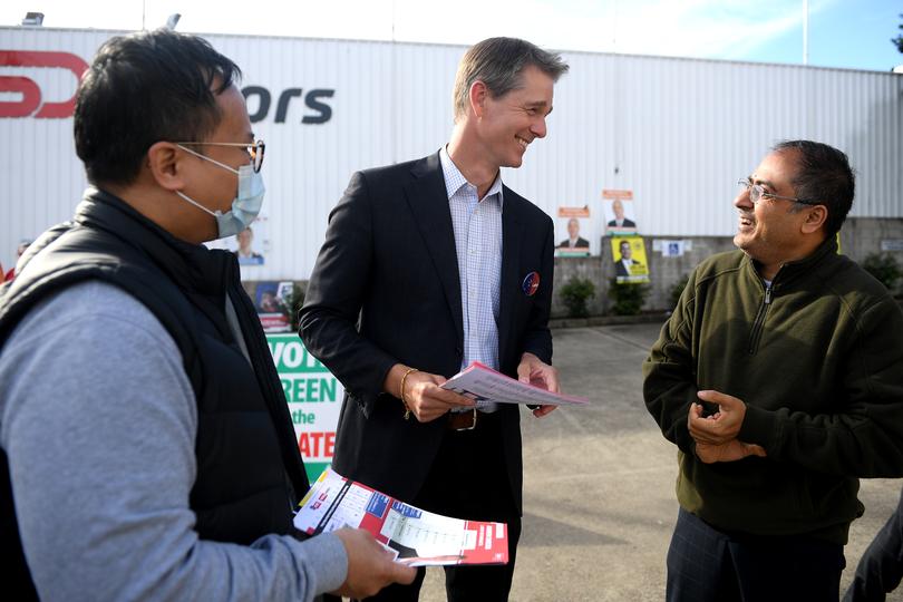 Andrew Charlton on the campaign trail as the candidate for Parramatta back in 2022.