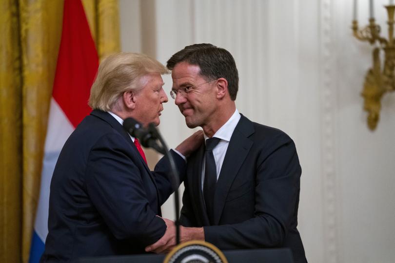 President Donald Trump, left, with Mark Rutte, then the prime minister of the Netherlands, at the White House in Washington, July 18, 2019. 