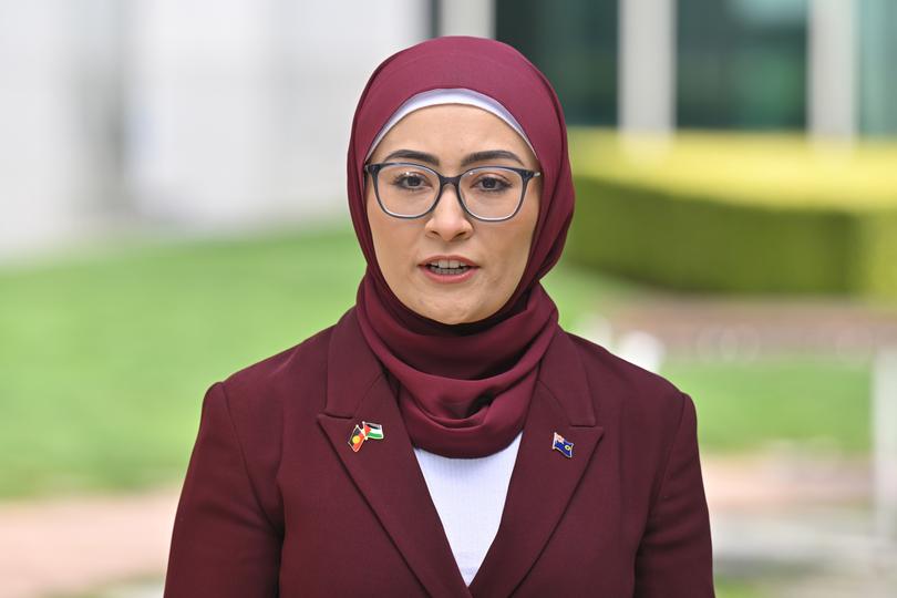 Independent Senator Fatima Payman at a press conference Parliament House in Canberra, Wednesday, October 9, 2024. (AAP Image/Mick Tsikas) NO ARCHIVING