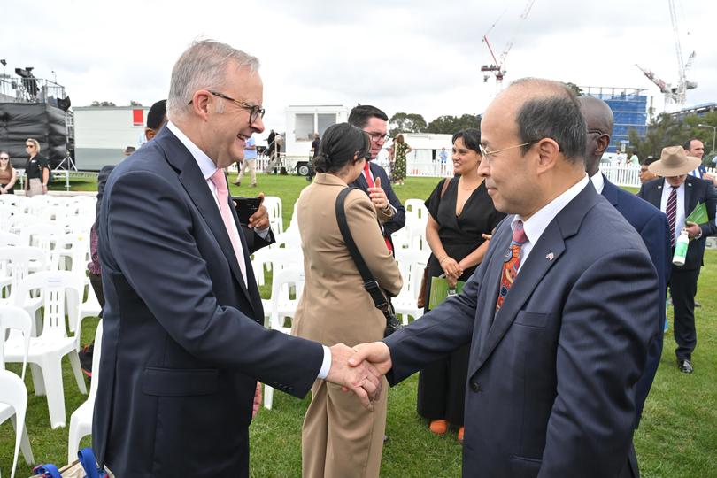 Prime Minister Anthony Albanese and China’s Ambassador to Australia Xiao Qian during a Citizenship Ceremony as part of Australia Day.