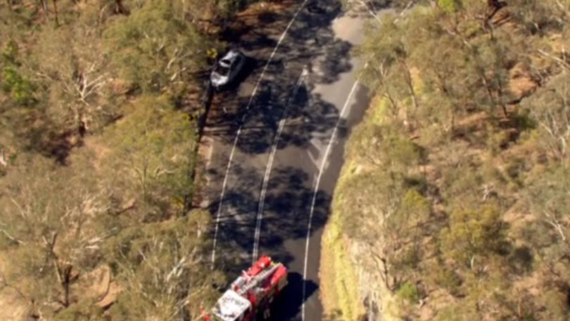 There are fears for the driver of a car after a fiery crash involving a truck at South Morang.