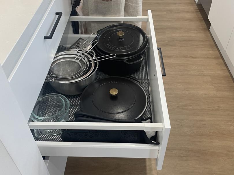 Nicole’s pared down pot drawer.