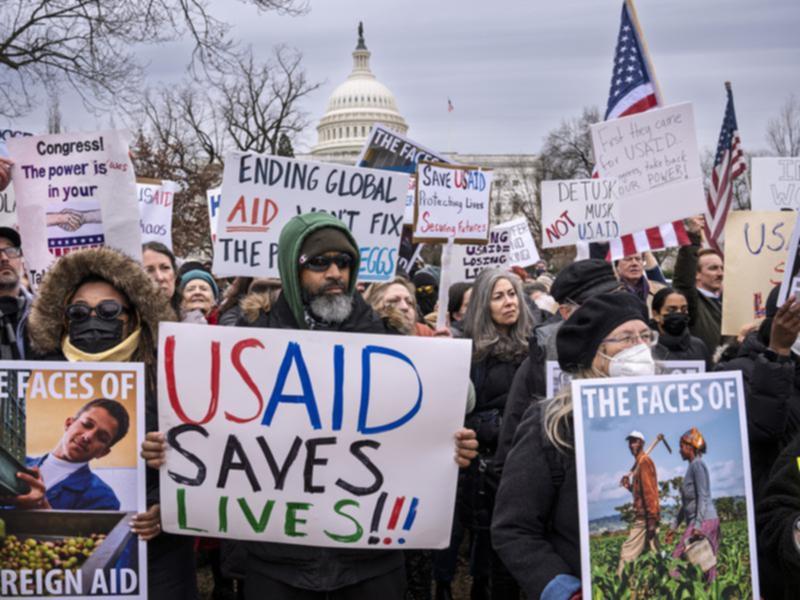 Employees and supporters have protested against US President Donald Trump's dismantling of USAID.