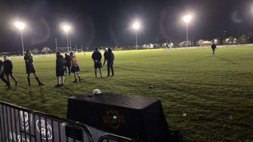 The league match between Greece and USA at Silverbowl Park was called off due to a lighting issue.