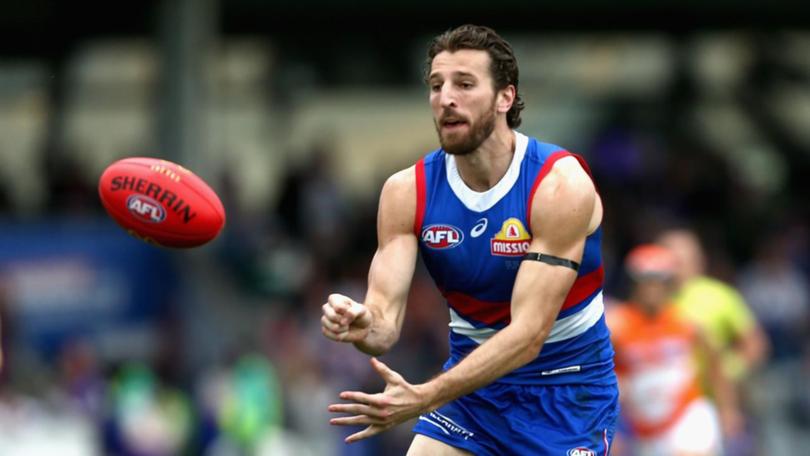 Bulldogs skipper Marcus Bontempelli has failed to finish their pre-season clash with Hawthorn. (Rob Prezioso/AAP PHOTOS)