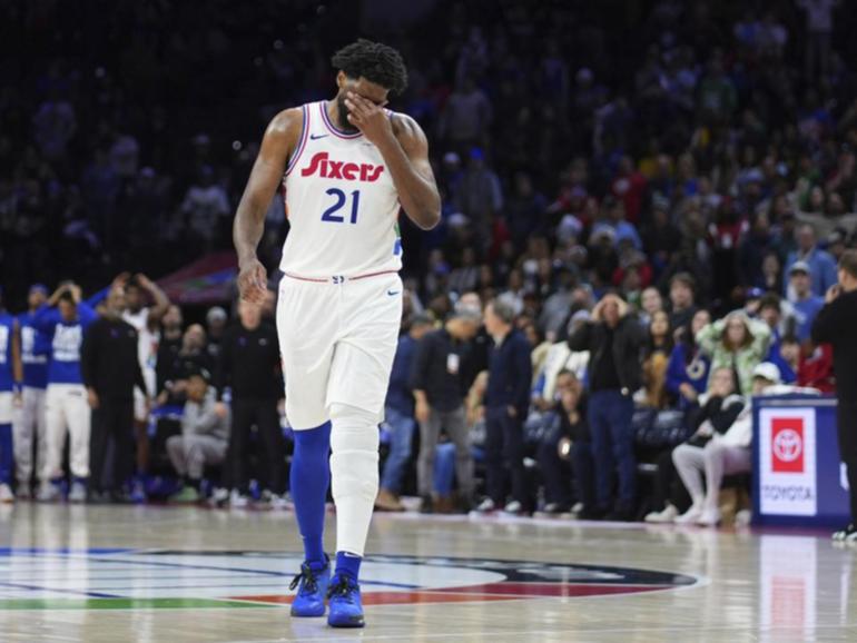 Philadelphia will be without megastar Joel Embiid for the rest of the NBA season. (AP PHOTO)