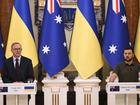 Anthony Albanese, pictured with Volodymyr Zelensky, says Australia continues to stand with Ukraine. (Lukas Coch/AAP PHOTOS)