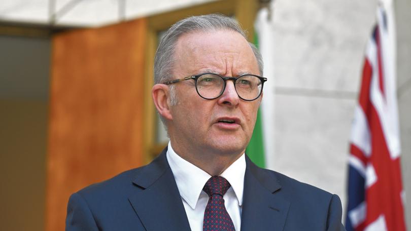 Prime Minister Anthony Albanese at a press conference at Parliament House in Canberra, Wednesday, February 5, 2025. (AAP Image/Mick Tsikas) NO ARCHIVING