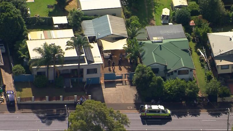 Emergency services are pictured at the scene of the shooting in North Toowoomba on Wednesday.