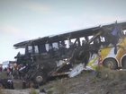 A handout photo provided by the Bolivian Prosecutor’s Office shows one of two buses involved in a collision near Uyuni. At least 37 people died and some 30 others were injured after two buses collided, according to Bolivia's National Police.
