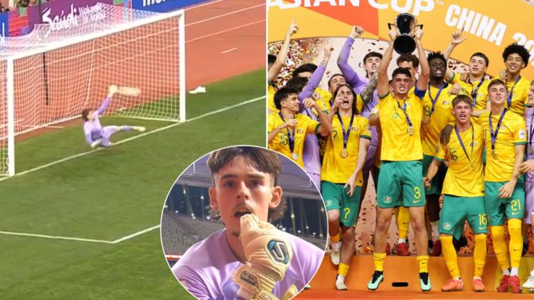 Steven Hall saved a penalty in the shootout to confirm the Young Socceroos as champions of Asia.