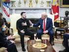 President Donald J. Trump and Ukrainian President Volodymyr Zelensky meet at the White House on Friday in Washington. MUST CREDIT: Jabin Botsford/The Washington Post