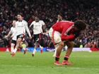 Joshua Zirkzee of Manchester United reacts after missing the last penalty in the penalty shootout.