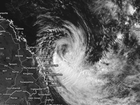 Cyclone Alfred, 2.40pm Sunday 2 March. The low level circulation is visible on satellite sitting just 400km off the Queensland coast.