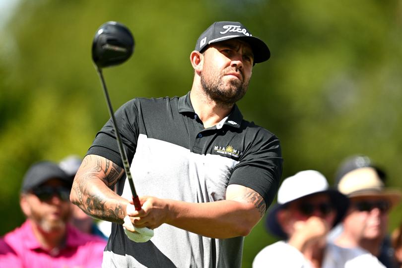 Ryan Peake plays a tee shot at the New Zealand Open on Sunday.