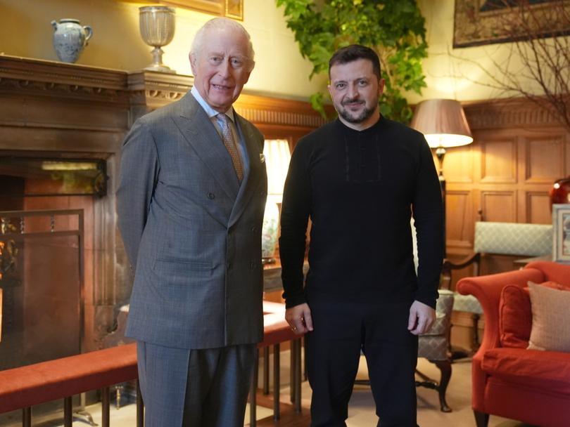 King Charles III hosts Ukrainian President Volodymyr Zelensky at the Sandringham Estate Sunday.