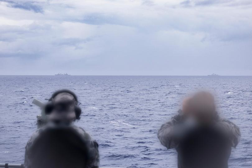 Chinese warships in the Tasman Sea. Picture: ADF