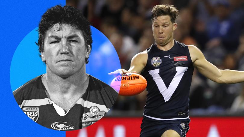 Toby Greene playing for Victoria in 2020. The AFL  gave up on State of Origin so will struggle to have it rival the NRL’s version, Mark ‘Spudd’ Carroll says.