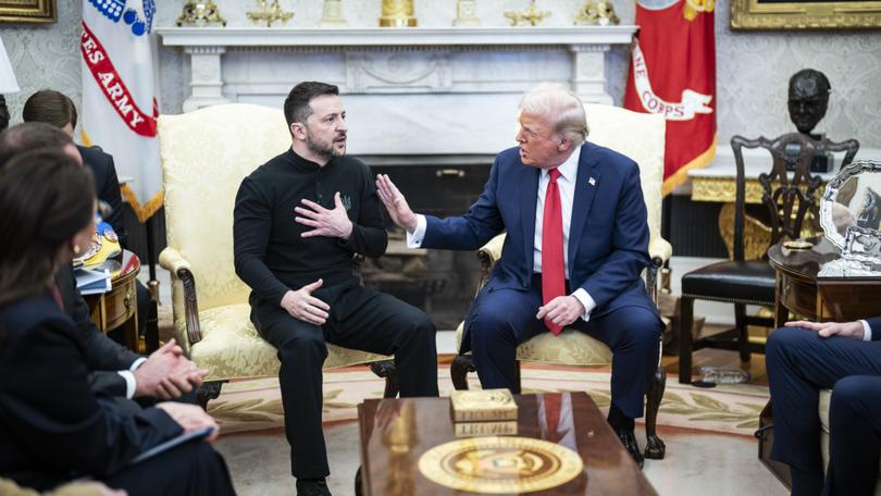 President Donald J. Trump and Ukrainian President Volodymyr Zelensky meet at the White House on Friday in Washington. 