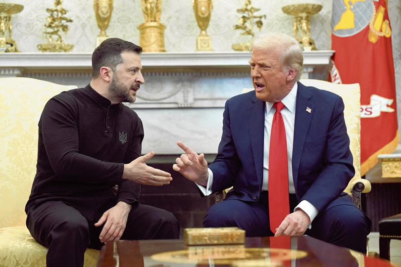 US President Donald Trump and Ukraine's President Volodymyr Zelensky meet in the Oval Office of the White House in Washington, DC, February 28, 2025. 