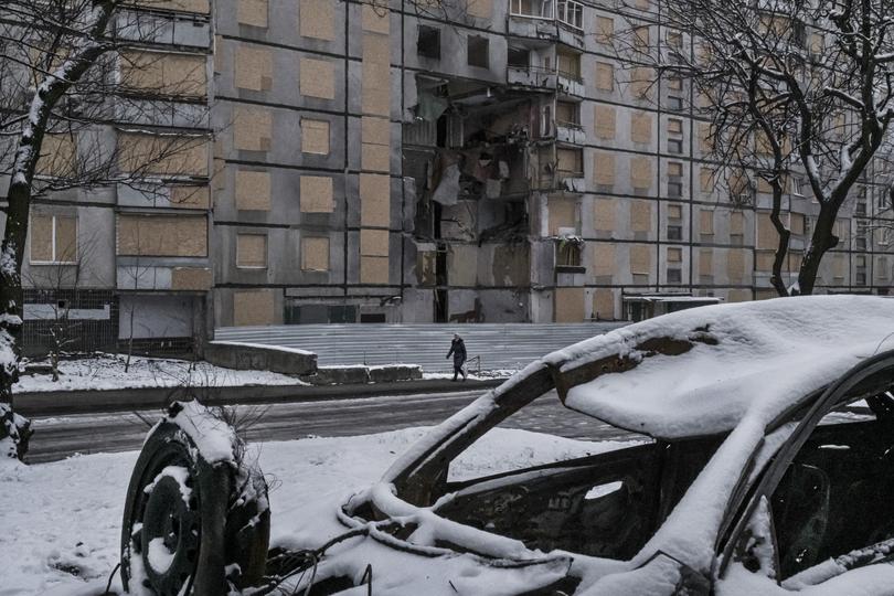 A building impacted by Russian attacks in Saltivka, a residential area of Kharkiv, in northern Ukraine, Dec. 8, 2024. Before the war, Saltivka was a densely populated neighbourhood, home to some 400,000 residents. 