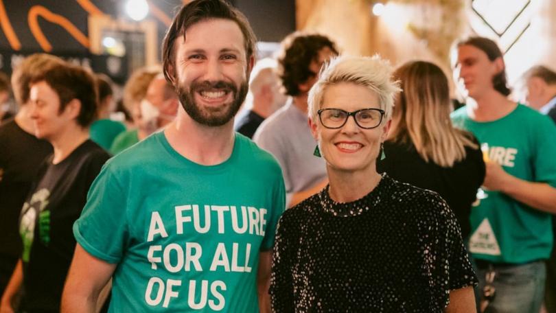 Greens candidate Vinnie Batten with Senator Penny Allman-Payne. 