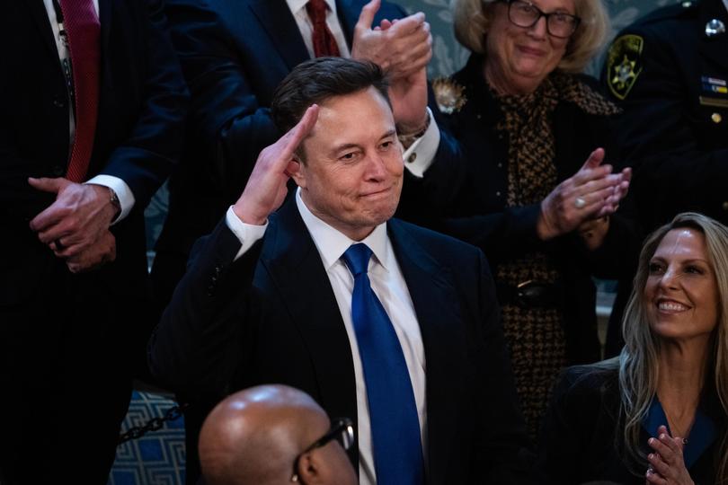 Elon Musk is recognised during President Donald Trump's address.