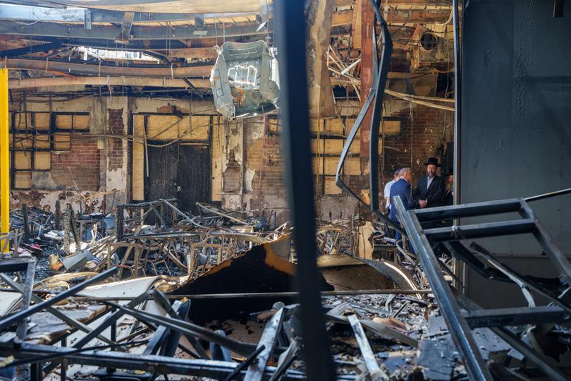 The ruins of the Adass Israel Synagogue after its firebombing in December 2024.