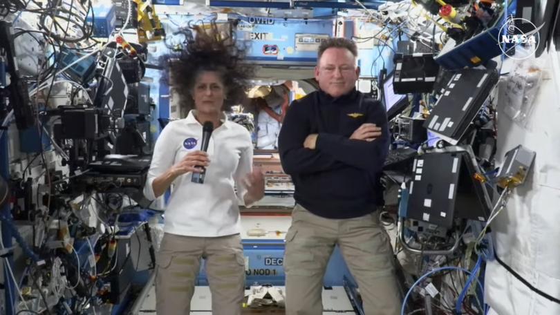 Suni Williams and Butch Wilmore speak in a video on the International Space Station.