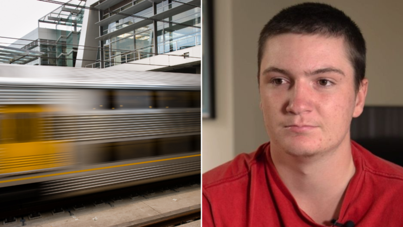 Teenager Aiyden O’Donoghue was almost killed while train surfing on Sydney’s rail network.