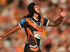 Jarome Luai of the Wests Tigers reacts during the round one NRL match between the Wests Tigers and Newcastle Knights.