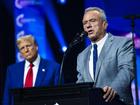 Robert F. Kennedy Jr. with GOP nominee and former president Donald Trump at a Turning Point Action rally in Duluth, Georgia, on Oct. 23. MUST CREDIT: Jabin Botsford/The Washington Post