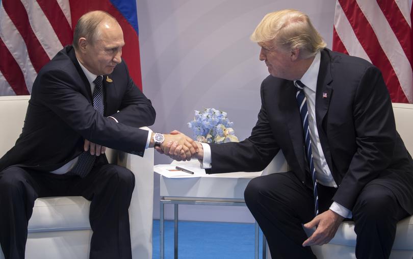 FILE — President Donald Trump during a meeting with Russian President Vladimir Putin at the G-20 summit in Hamburg, Germany, July 7, 2017.