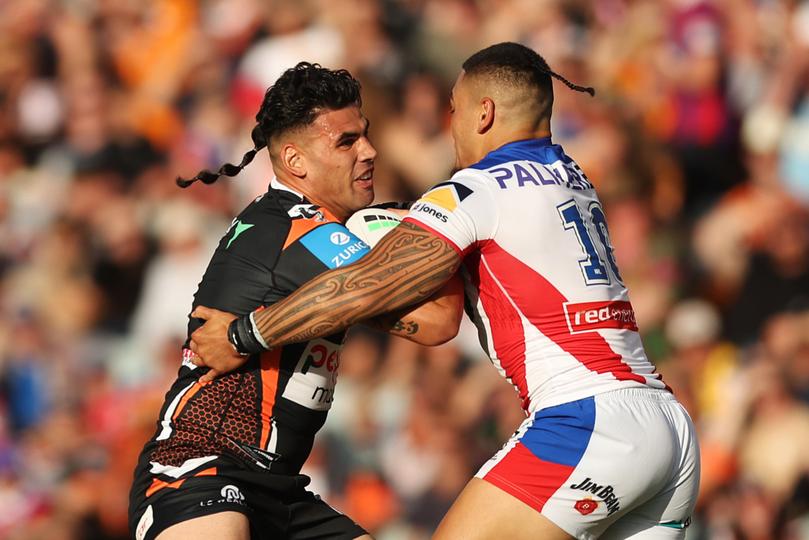 Terrell May was a standout for his new club the Wests Tigers in his first match for them.