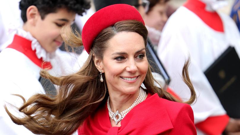 Catherine, Princess of Wales smiles as she departs the celebrations for Commonwealth Day at Westminster Abbey.