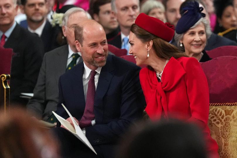 Britain's Catherine, Princess of Wales and Britain's Prince William, Prince of Wales attend the annual Commonwealth Day service ceremony at Westminster Abbey in London, on March 10, 2025 .