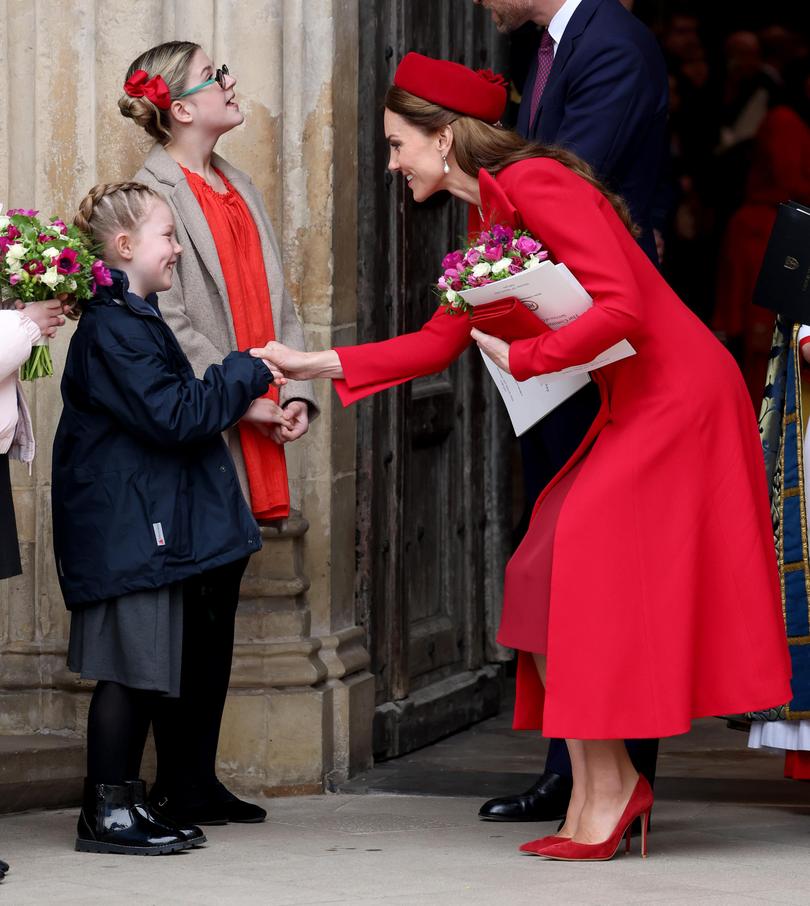 Catherine, Princess of Wales, departs the Commonwealth Day Service at Westminster Abbey.