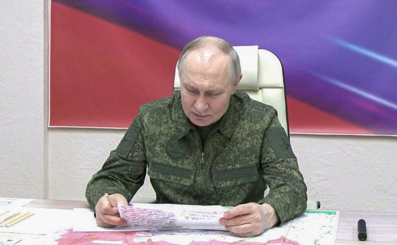 Russian President Vladimir Putin at a command post in Kursk, Russia on March 12. 