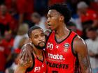  Bryce Cotton of the Wildcats and Kristian Doolittle of the Wildcats react after the loss during the round 18 NBL match between Perth Wildcats and Cairns Taipans at RAC Arena, on January 25.