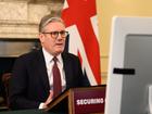 UK Prime Minister Keir Starmer speaks with world leaders from Europe and Australia at the beginning of a video conference at 10 Downing Street on Saturday.