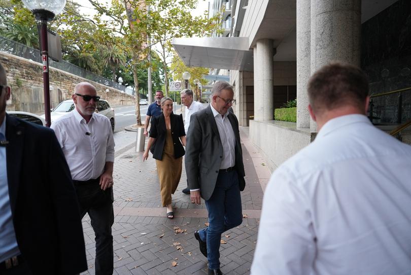 Prime Minister Anthony Albanese arrives at ARIA restaurant in Circular Quay, Sydney. 16 March 2025.