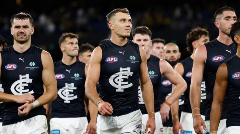 Patrick Cripps walks off the field after Carlton’s loss to Richmond. 