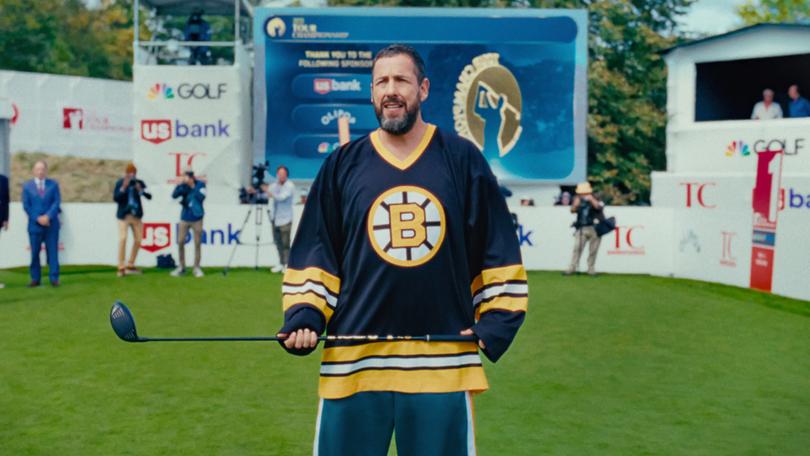 He’s not yelling at anyone, he’s not shaking with rage and is, generally, not losing his s—t. This is Happy Gilmore 29 years on.